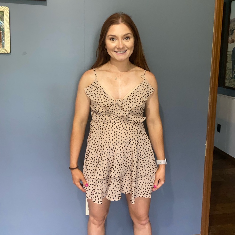 Nude and Black Polka Dot Romper